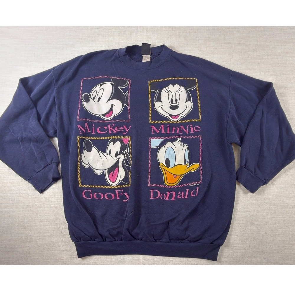 Vintage Mickey Unlimited Jerry Leigh Disney Characters Navy Sweatshirt 90s Large
